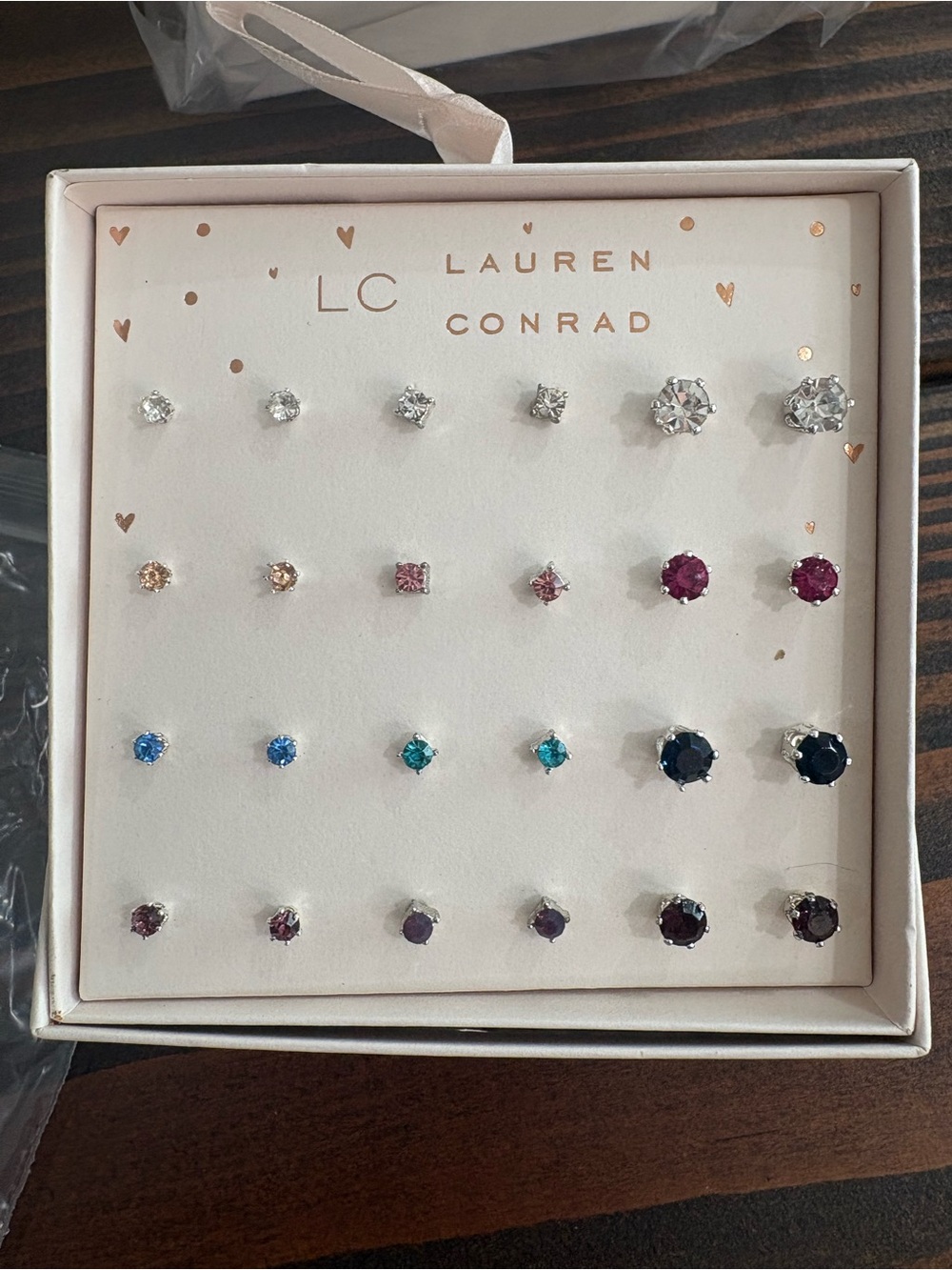 Multi-Color Cubic Zirconia Stud Earring Set in Gift Box by LC Lauren Conrad